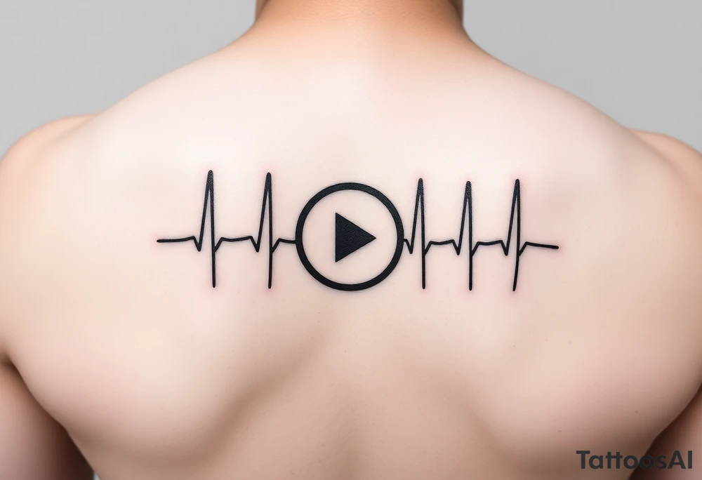 Play pause stop symbol in a ekg graph tattoo idea