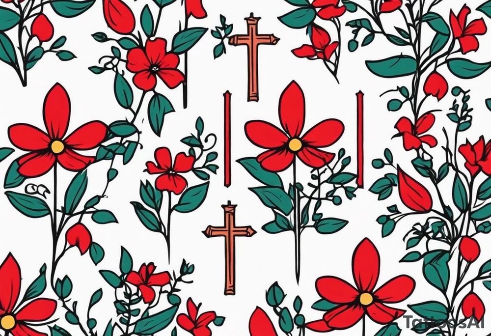 three crosses


vintage flowers
old school vintage simple traditional design 



bold color simple tattoo idea