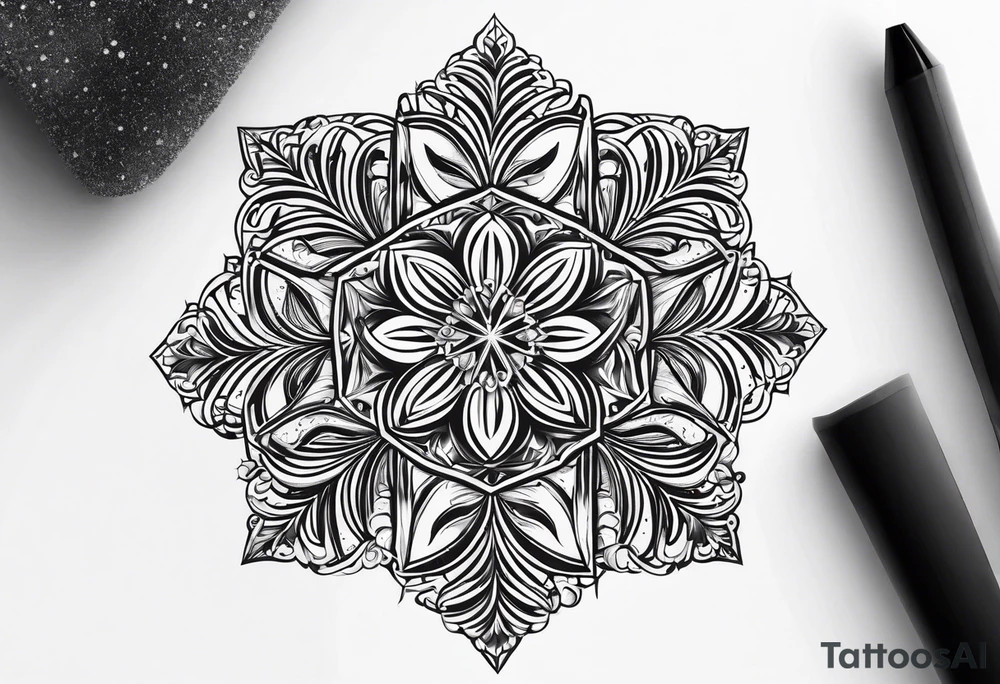 small snow crystal swirl tattoo idea