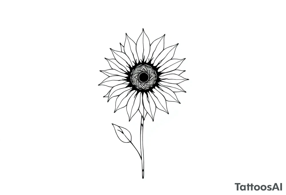 Sun flower with stem tattoo idea