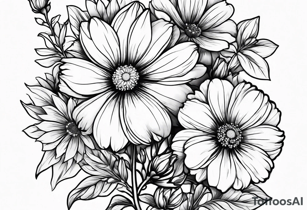 cosmos flowers tattoo idea