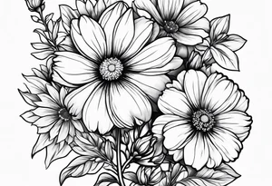 cosmos flowers tattoo idea