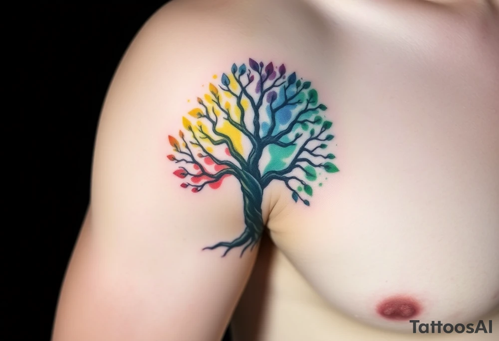 Tree of life half Jamaican colours half Irish colours tattoo idea
