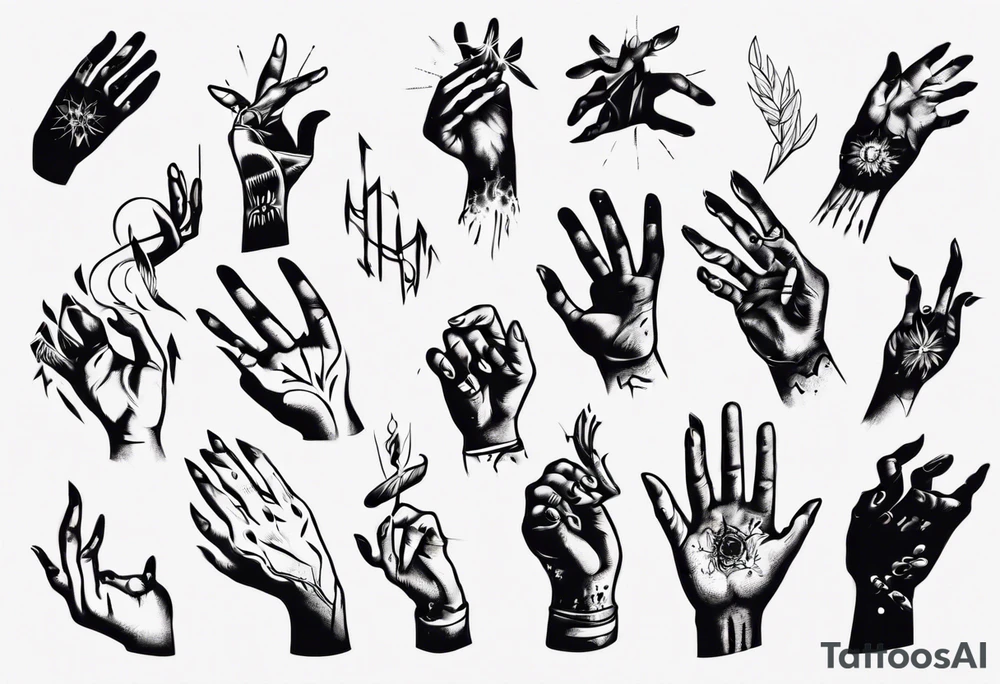 hand acting like a person tattoo idea