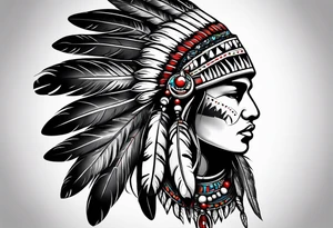 Little featherd Indians, with a little accents, most black and white. tattoo idea
