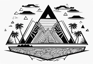 guam theme, modern, minimalist, triangle background tattoo idea