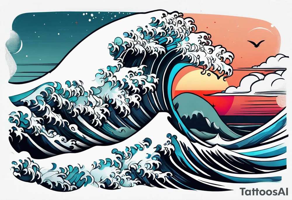 simple wave for outside forearm tattoo idea