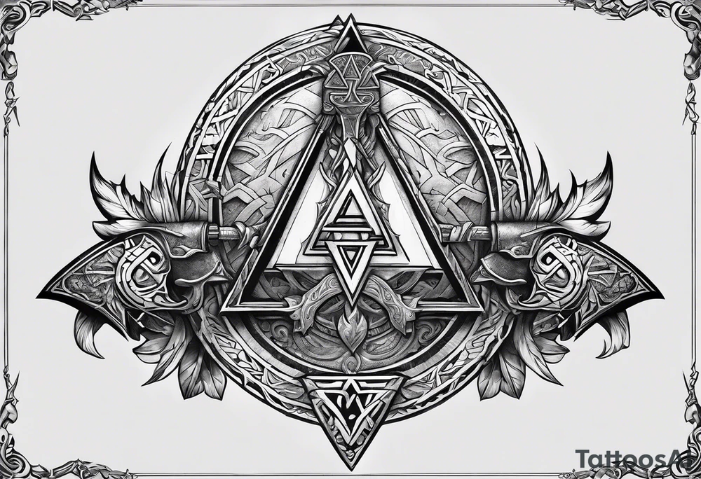 Valhalla valknut sword axe Dragon tattoo idea
