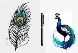 pen and peacock 
feather tattoo idea