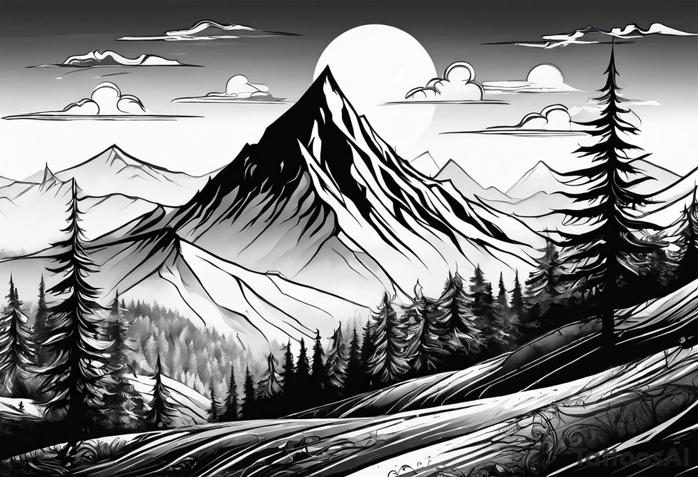 jack skellington on the top of montain tattoo idea