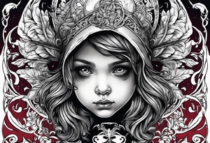 Kid looking up at angel of death tattoo idea