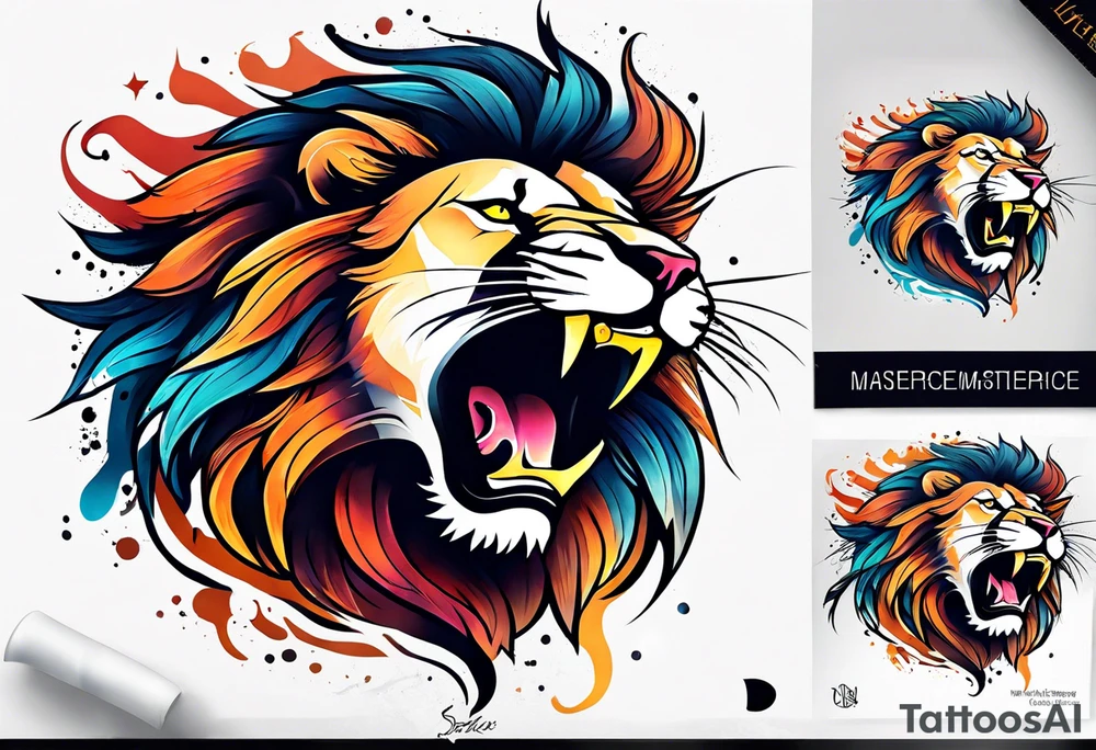 Lion roaring tattoo idea