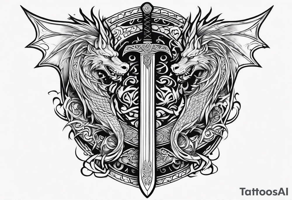 Viking sword Valhalla dragon tattoo idea