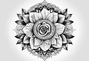 Birds and Roses dot work mandala tattoo idea