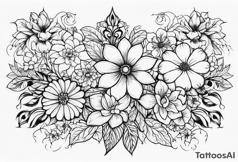 ornaments of flowers tattoo idea