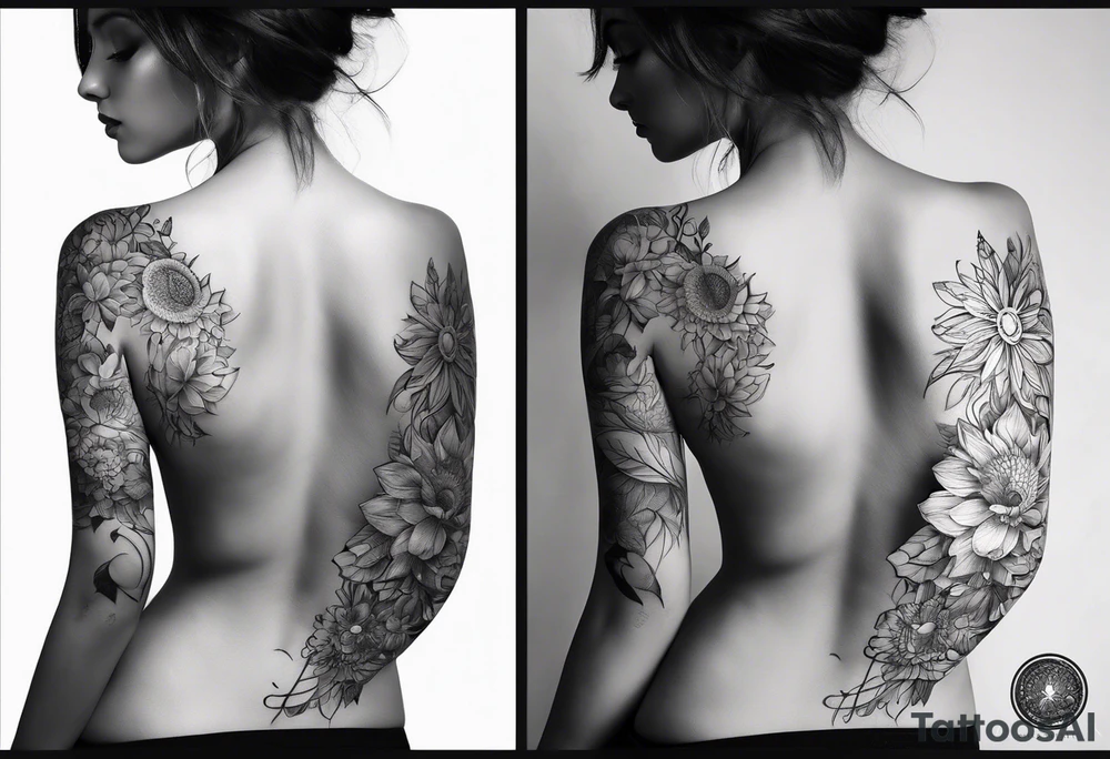 Two separate ideas for day and night placed on each breast tattoo idea