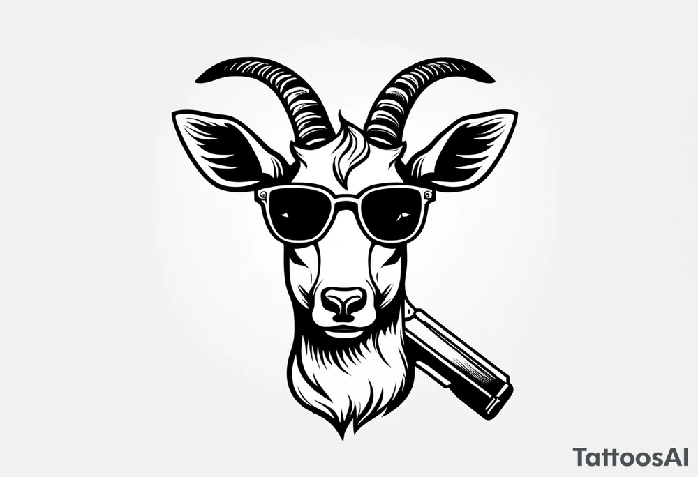 capricorn with sunglasses and shotgun tattoo idea
