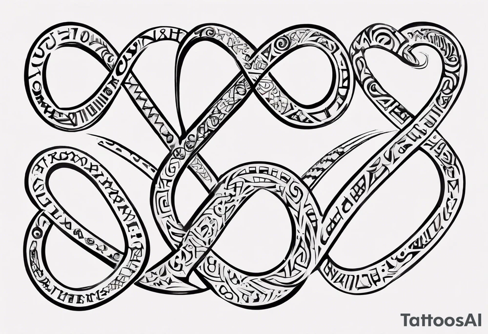 "Through thick & thin" written in the shape of an infinity sign tattoo idea "Through thick & thin" written in the shape of an infinity sign tattoo idea