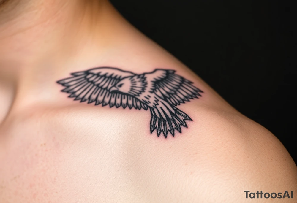 A detailed black-and-gray eagle with intricately shaded feathers, symbolizing strength and wisdom tattoo idea A detailed black-and-gray eagle with intricately shaded feathers, symbolizing strength and wisdom tattoo idea