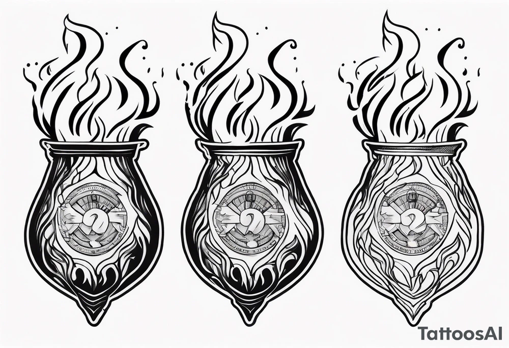 money bags on fire tattoo idea