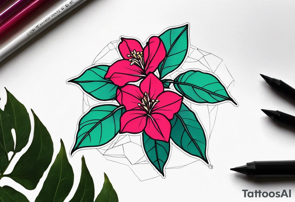 fine line bouganvillea tattoo idea