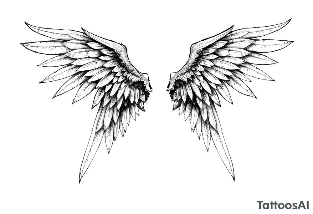 Long Angelwings tattoo idea