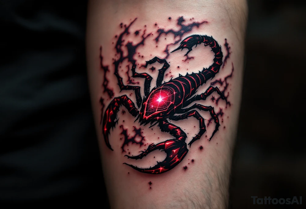 In midnight skies, the ruby-red heart of Scorpius, Antares, glows like the sting of the celestial scorpion. tattoo idea