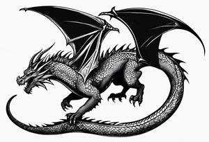 Medieval dragon climbing with a slight side profile tattoo idea
