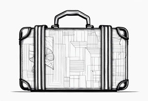 Cardboard suitcase lineart and minimalist tattoo idea