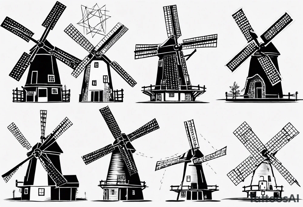 The mathematical dutch windmill graph from graph theory that is cute, with vertices and edges, not an actual wind tattoo idea