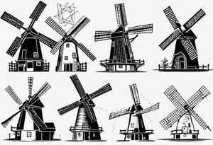 The mathematical dutch windmill graph from graph theory that is cute, with vertices and edges, not an actual wind tattoo idea
