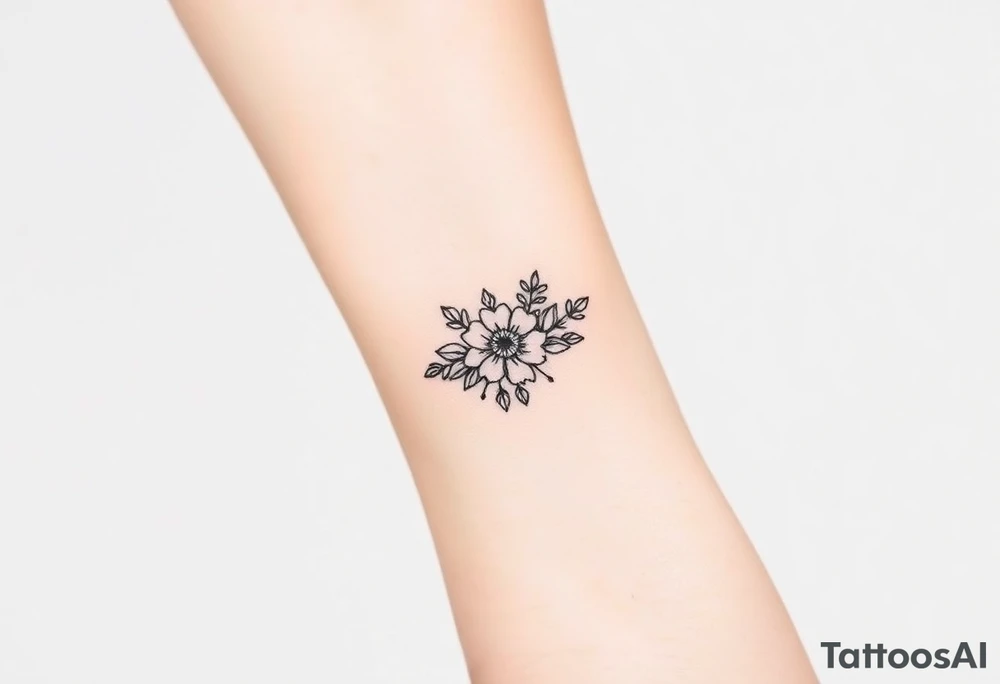 A delicate floral pattern around the entire circumference of the finger, inspired by wedding flowers, such as roses, peonies or lavender. tattoo idea