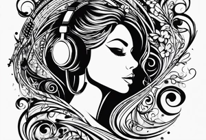 The word “music” twisted tattoo idea