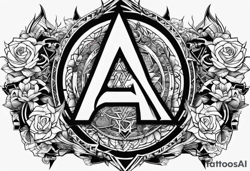 the letters A R in the middle of a ninja headband tattoo idea