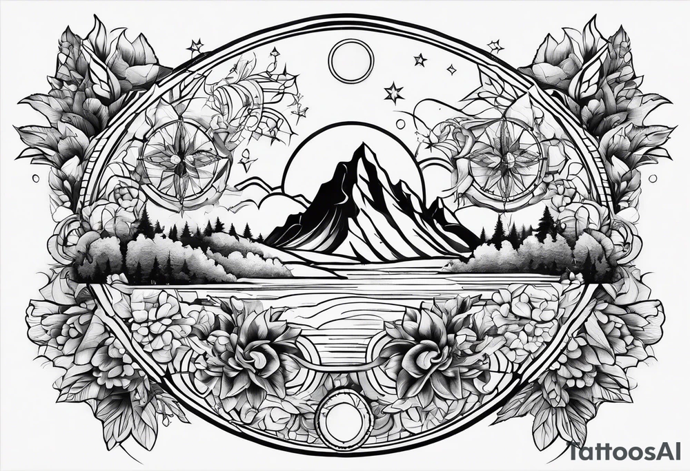 kompass  fineline tattoo idea