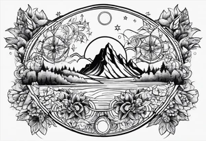 kompass  fineline tattoo idea
