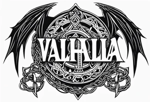 Valhalla sword shield dragon axe Valknut barbed wire chains tribal tattoo idea