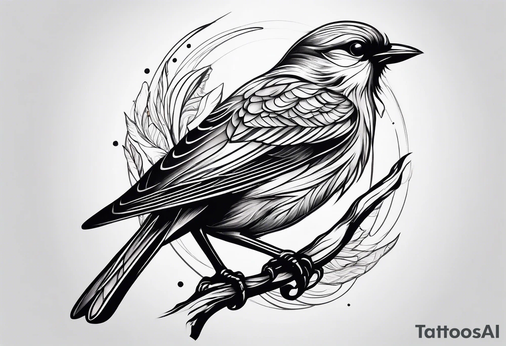 Fine line bird tattoo idea