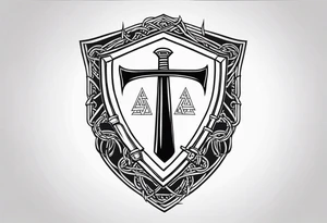 Valhalla valknut shield sword  axe barbed wire tattoo idea