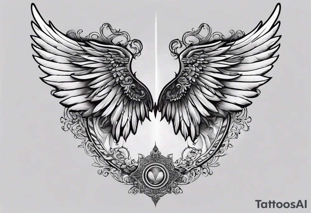 Angel Wings with the word Glenn in between tattoo idea