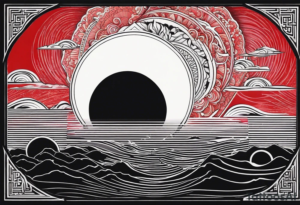 black solar eclipse with red light shining behind it tattoo idea