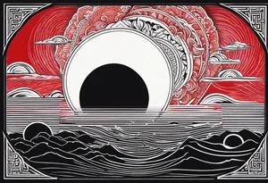 black solar eclipse with red light shining behind it tattoo idea