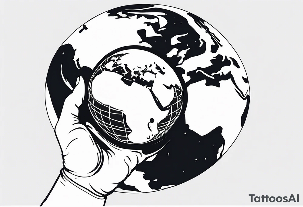 just the hand of an astronaut glove holding the earth tattoo idea