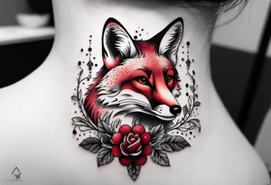Fox with ruby and honeybee tattoo idea