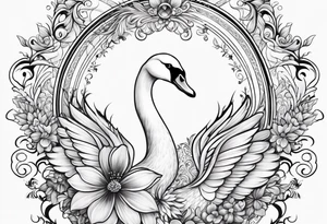 Russian folklore based white swan princess tattoo idea