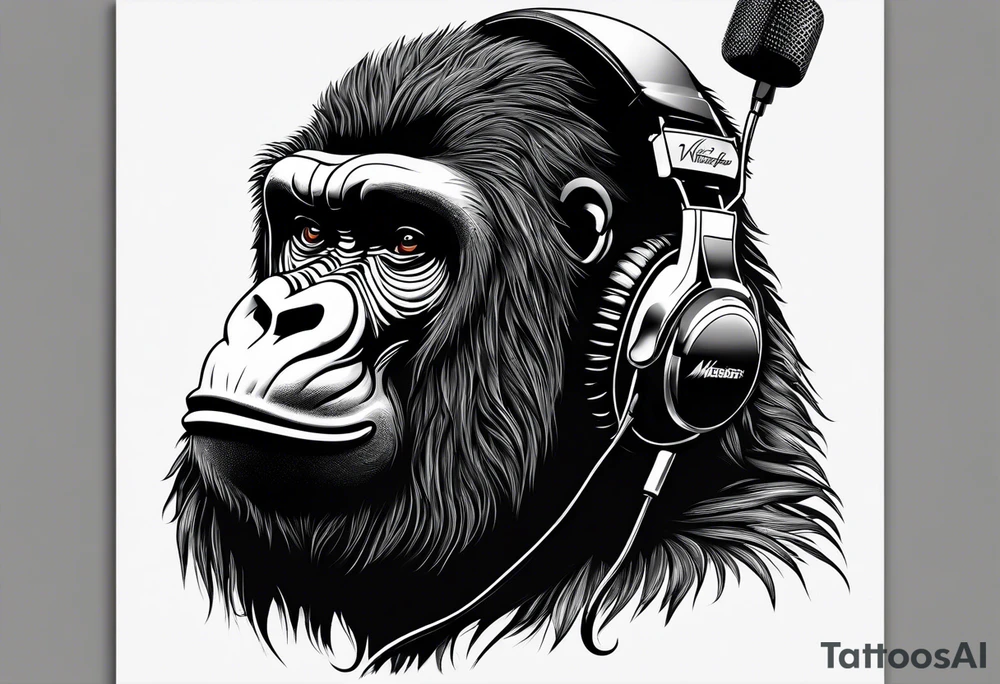 gorilla motorcycle microphone tattoo idea