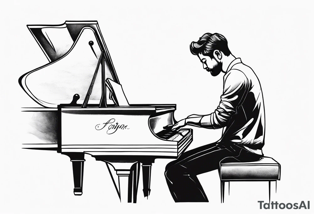 Man playing piano tattoo idea