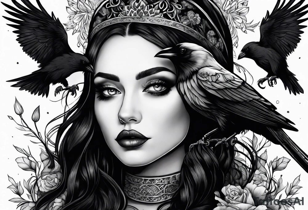Goth girl raven garden tattoo idea