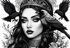 Goth girl raven garden tattoo idea