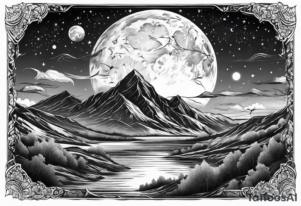 moon and sky tattoo idea